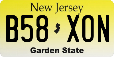 NJ license plate B58XON