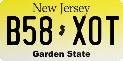 NJ license plate B58XOT