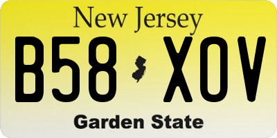 NJ license plate B58XOV