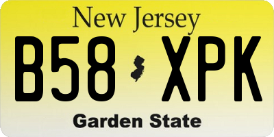 NJ license plate B58XPK