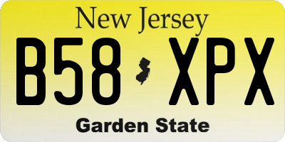 NJ license plate B58XPX