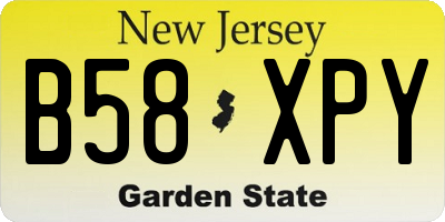 NJ license plate B58XPY