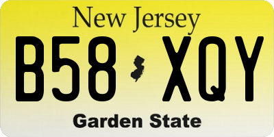 NJ license plate B58XQY