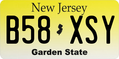NJ license plate B58XSY
