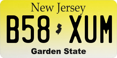 NJ license plate B58XUM