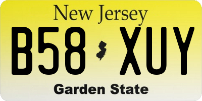 NJ license plate B58XUY