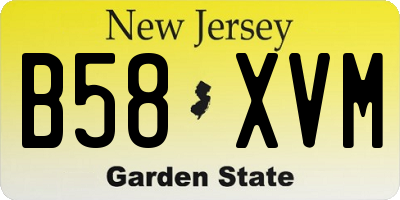 NJ license plate B58XVM