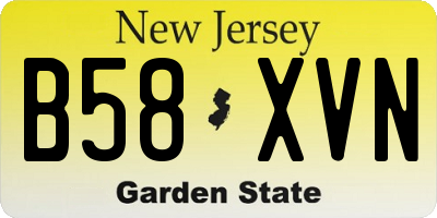 NJ license plate B58XVN
