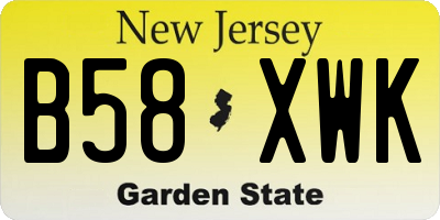 NJ license plate B58XWK