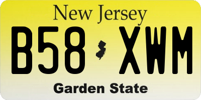 NJ license plate B58XWM