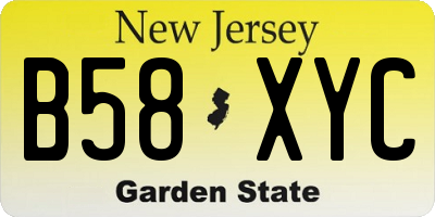 NJ license plate B58XYC