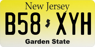 NJ license plate B58XYH