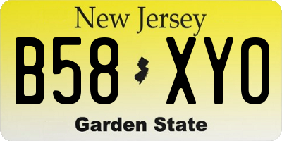 NJ license plate B58XYO