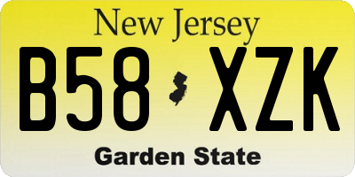 NJ license plate B58XZK