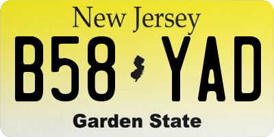 NJ license plate B58YAD