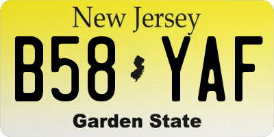 NJ license plate B58YAF