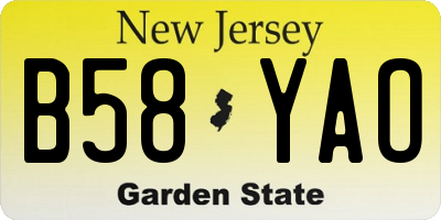 NJ license plate B58YAO
