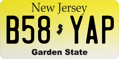 NJ license plate B58YAP