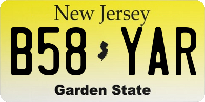 NJ license plate B58YAR