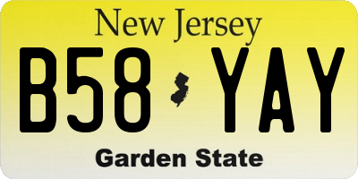 NJ license plate B58YAY