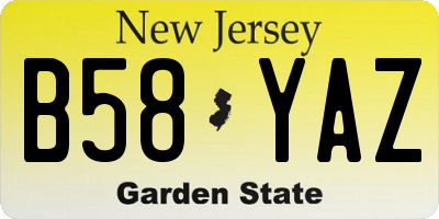 NJ license plate B58YAZ
