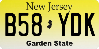 NJ license plate B58YDK