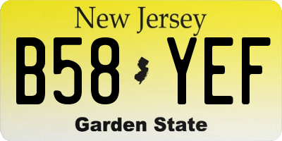 NJ license plate B58YEF