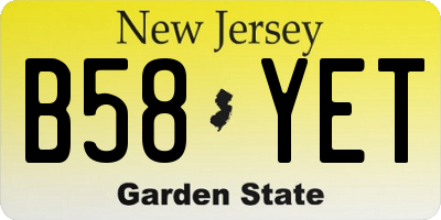 NJ license plate B58YET