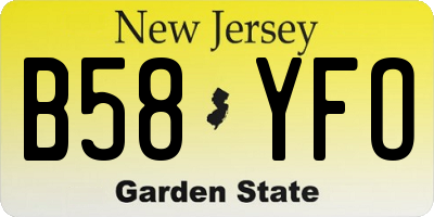 NJ license plate B58YFO