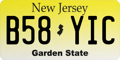 NJ license plate B58YIC