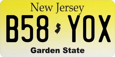 NJ license plate B58YOX