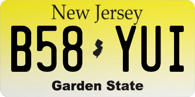 NJ license plate B58YUI