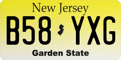 NJ license plate B58YXG