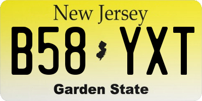 NJ license plate B58YXT