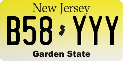NJ license plate B58YYY
