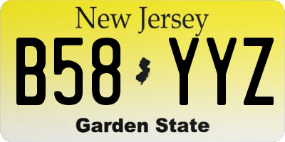 NJ license plate B58YYZ