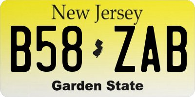 NJ license plate B58ZAB
