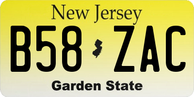 NJ license plate B58ZAC
