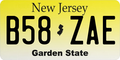 NJ license plate B58ZAE