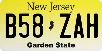 NJ license plate B58ZAH