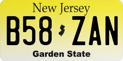 NJ license plate B58ZAN