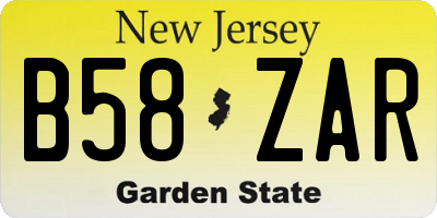 NJ license plate B58ZAR