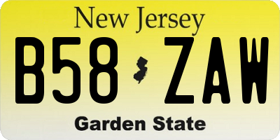 NJ license plate B58ZAW