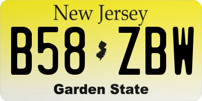 NJ license plate B58ZBW