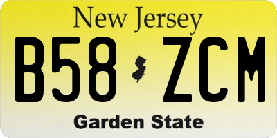 NJ license plate B58ZCM