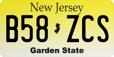 NJ license plate B58ZCS