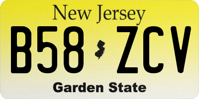 NJ license plate B58ZCV