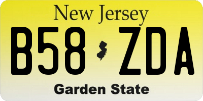 NJ license plate B58ZDA