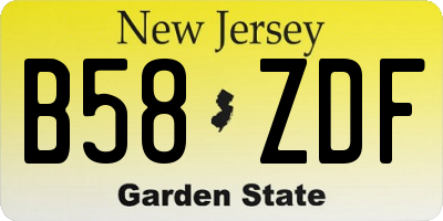 NJ license plate B58ZDF