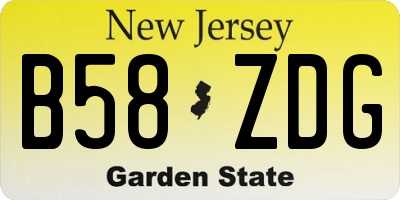 NJ license plate B58ZDG